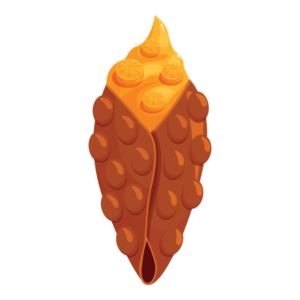 Appetizing hong kong waffle with mango cream and orange slices is waiting to be eaten vector