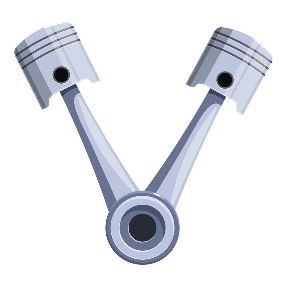 V engine pistons and crankshaft working together vector