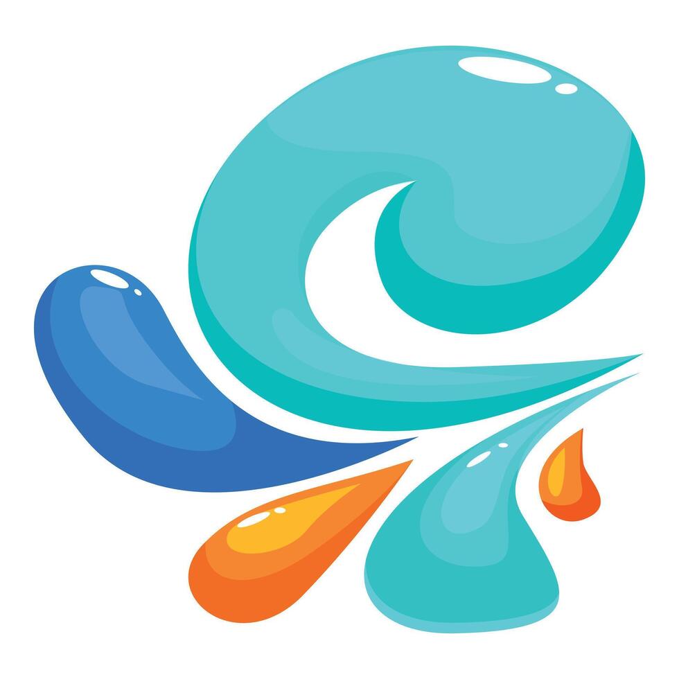 Colorful water drops forming a splashing wave vector