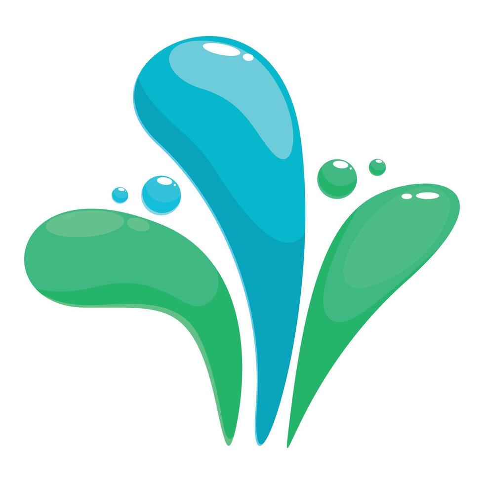 Blue and green water drops forming abstract shape vector