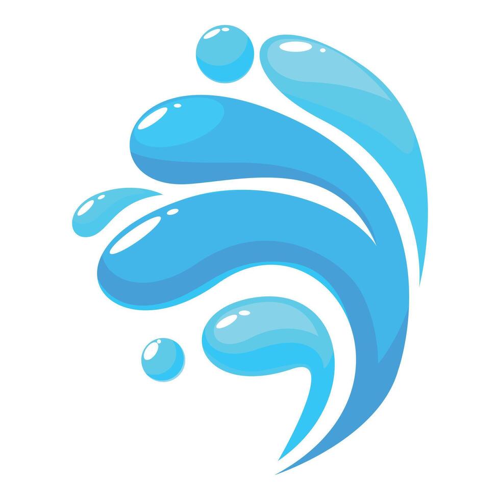 Blue water splashing making dynamic shape with bubbles vector