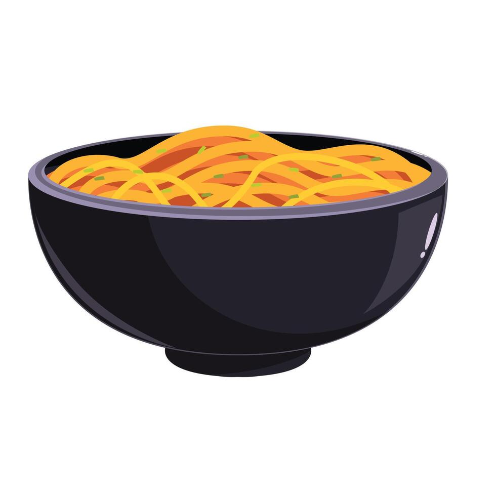 Big bowl overflowing with delicious noodles vector