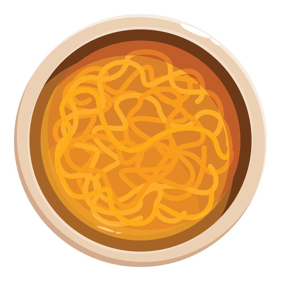 Delicious chicken soup with noodles served in ceramic bowl vector