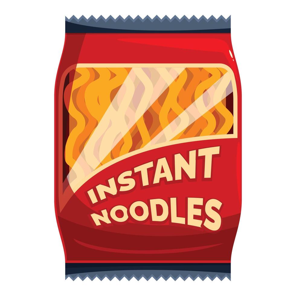 Red package of instant noodles showing its content vector
