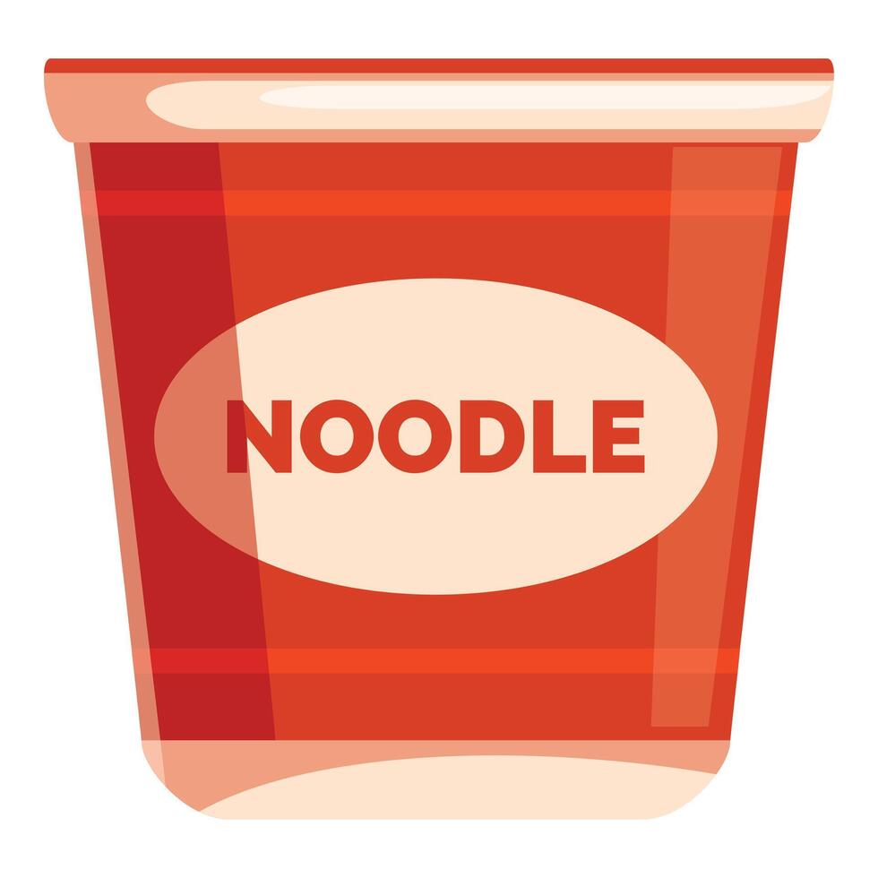 Red instant noodles cup with label saying noodle vector