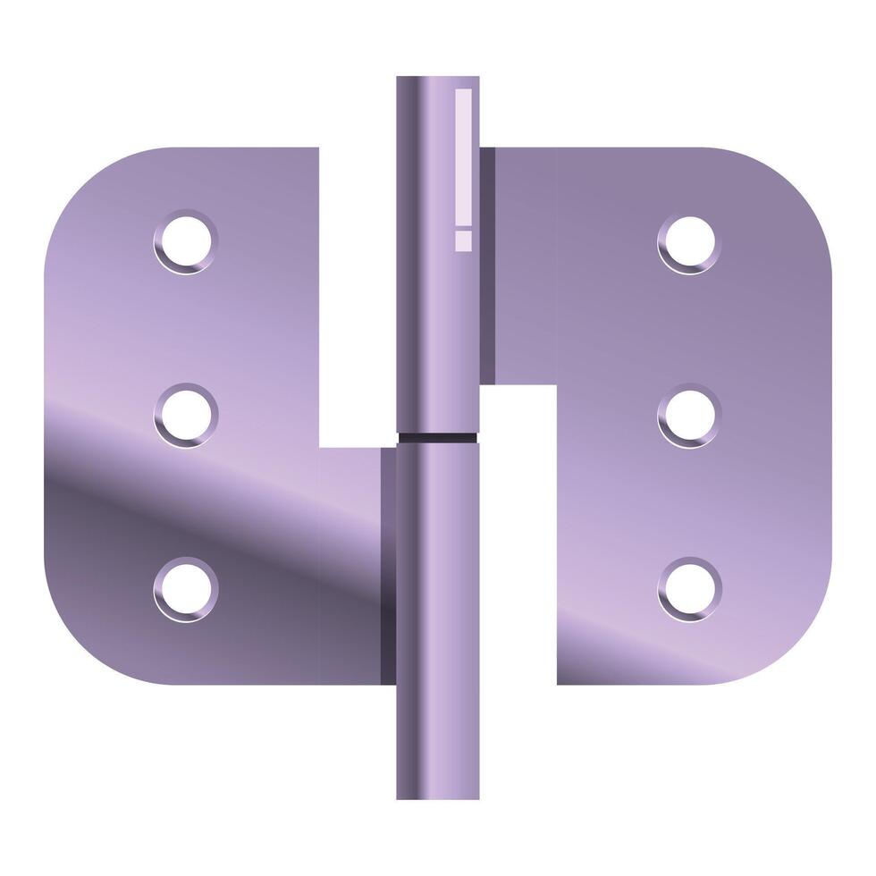 Metallic door hinge connecting two parts together vector