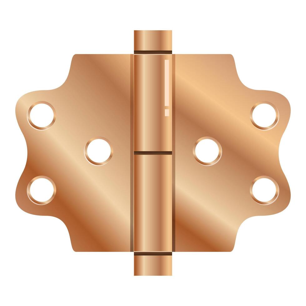 Shiny copper door hinge connecting two objects together vector