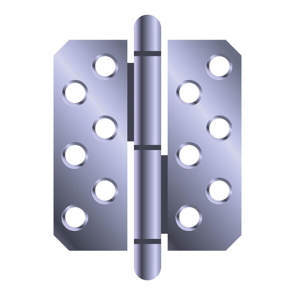 Door hinge connecting two metal plates with screws vector