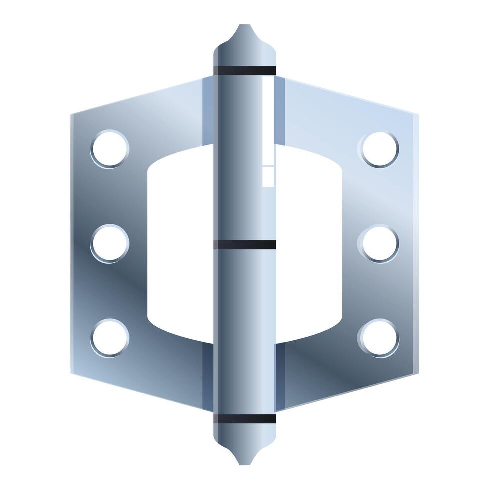 Door hinge connecting two parts of metal furniture vector