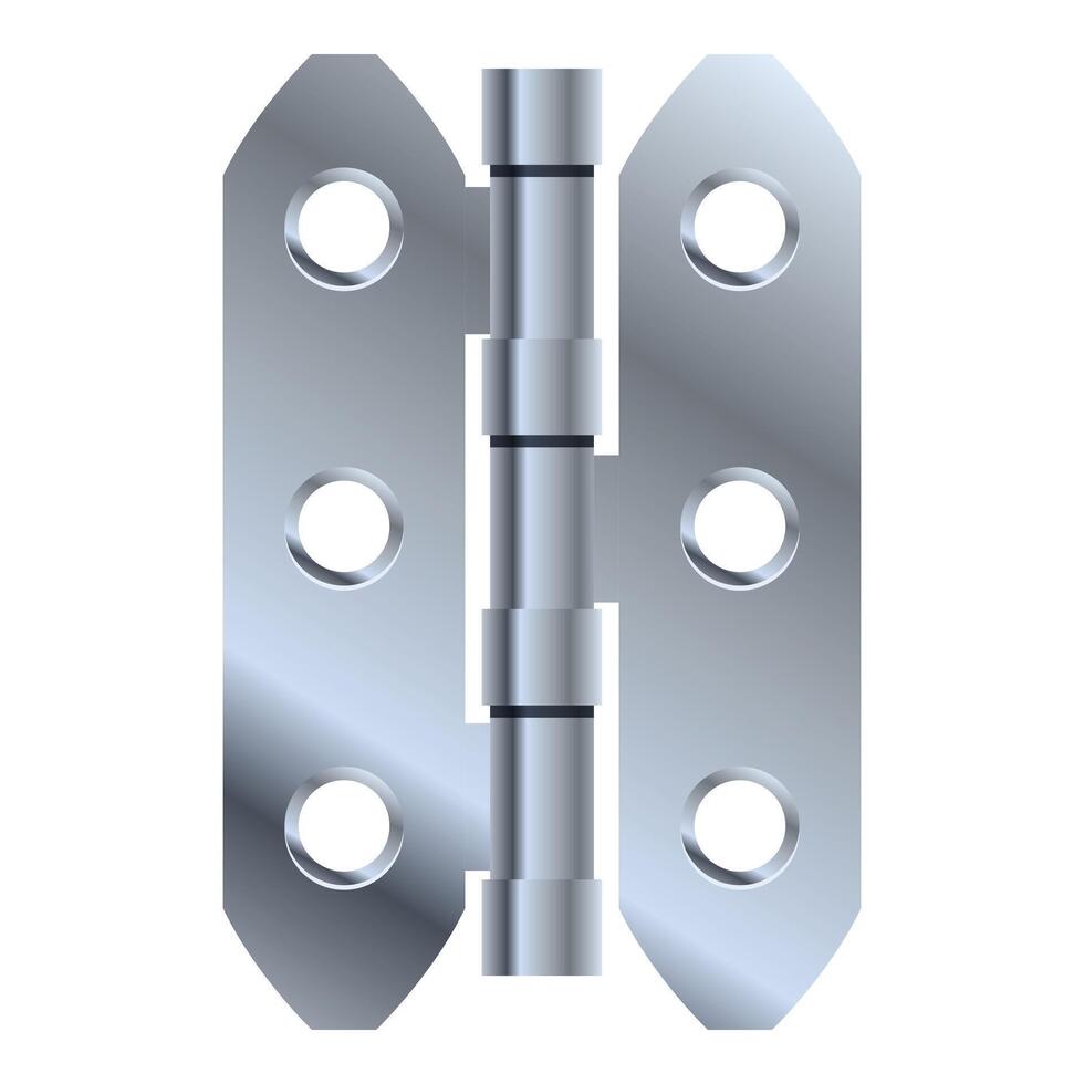 Silver door hinge connecting two parts providing functionality vector