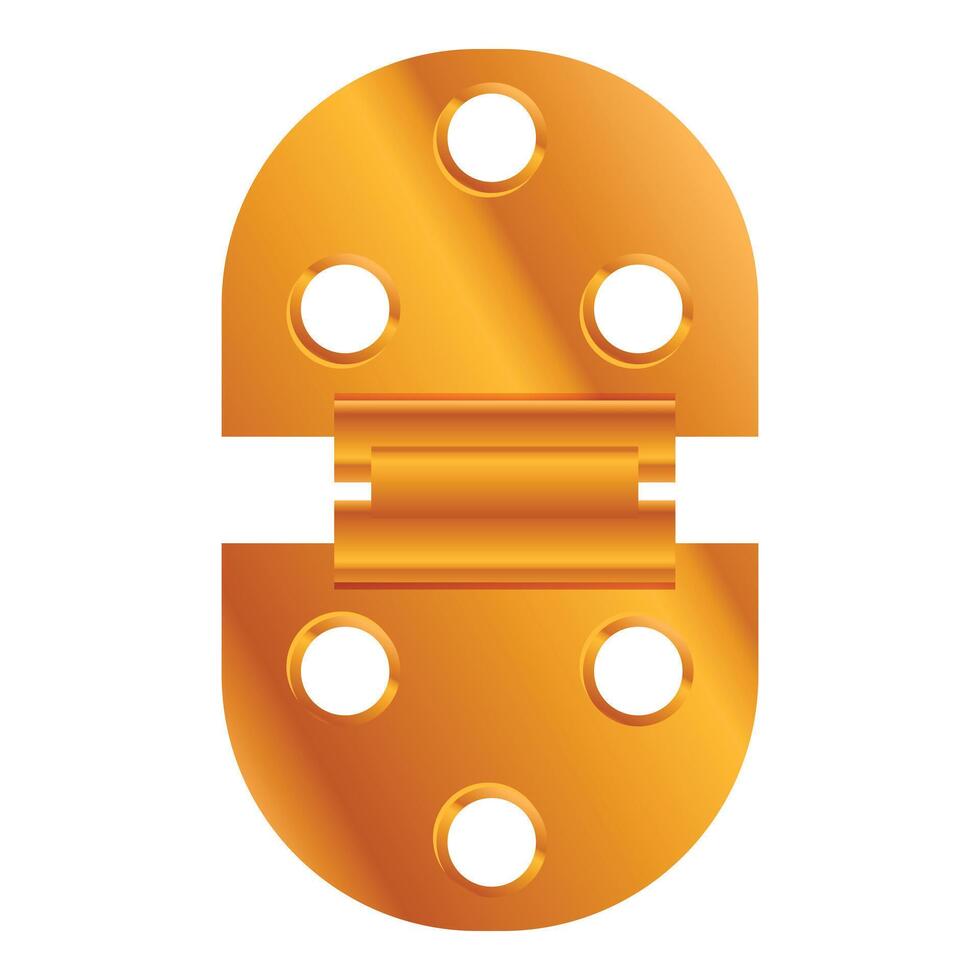 Golden door hinge with screws holes fixing two surfaces vector