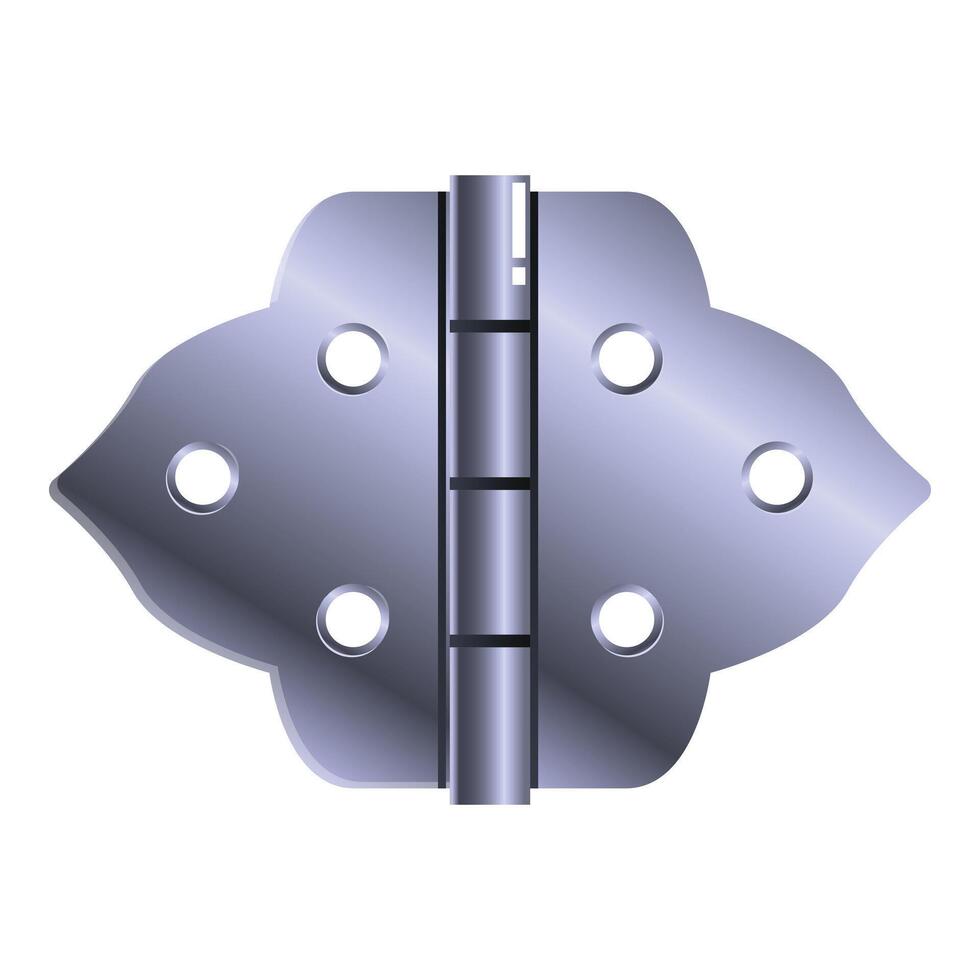 Shiny metal door hinge with decorative shape vector