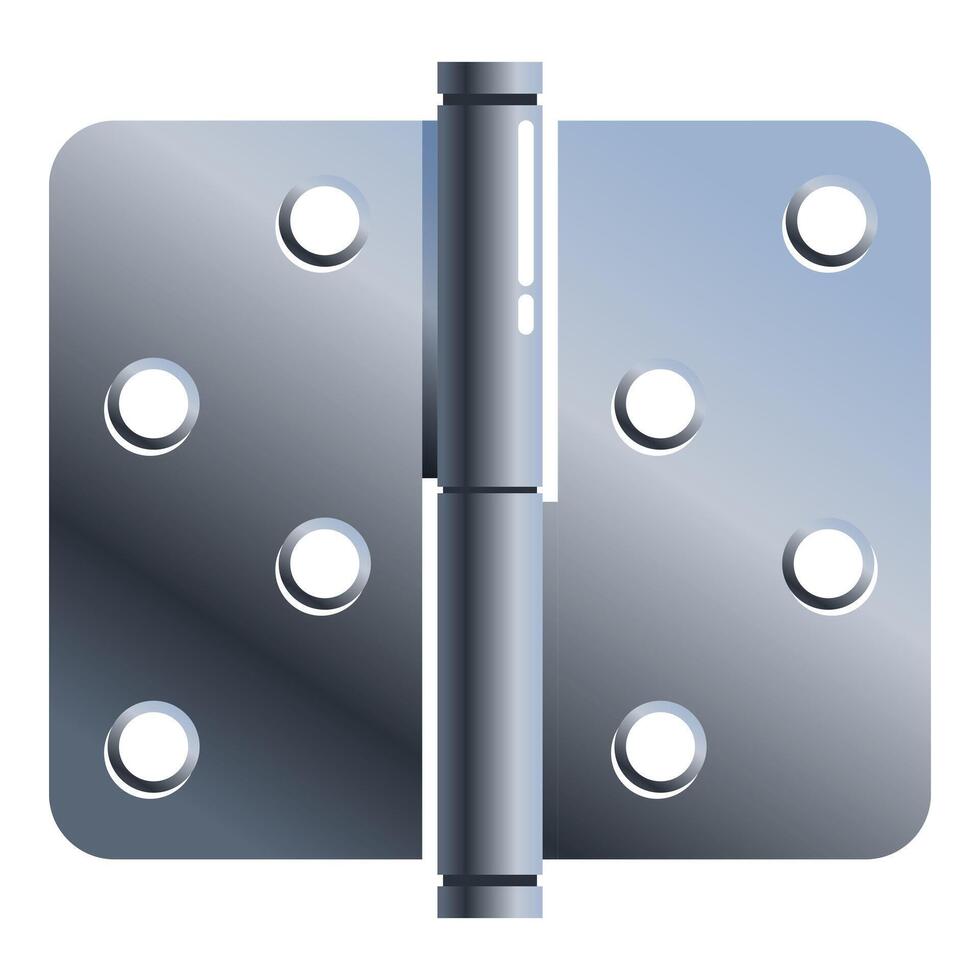 Metal door hinge connecting two parts providing rotation vector
