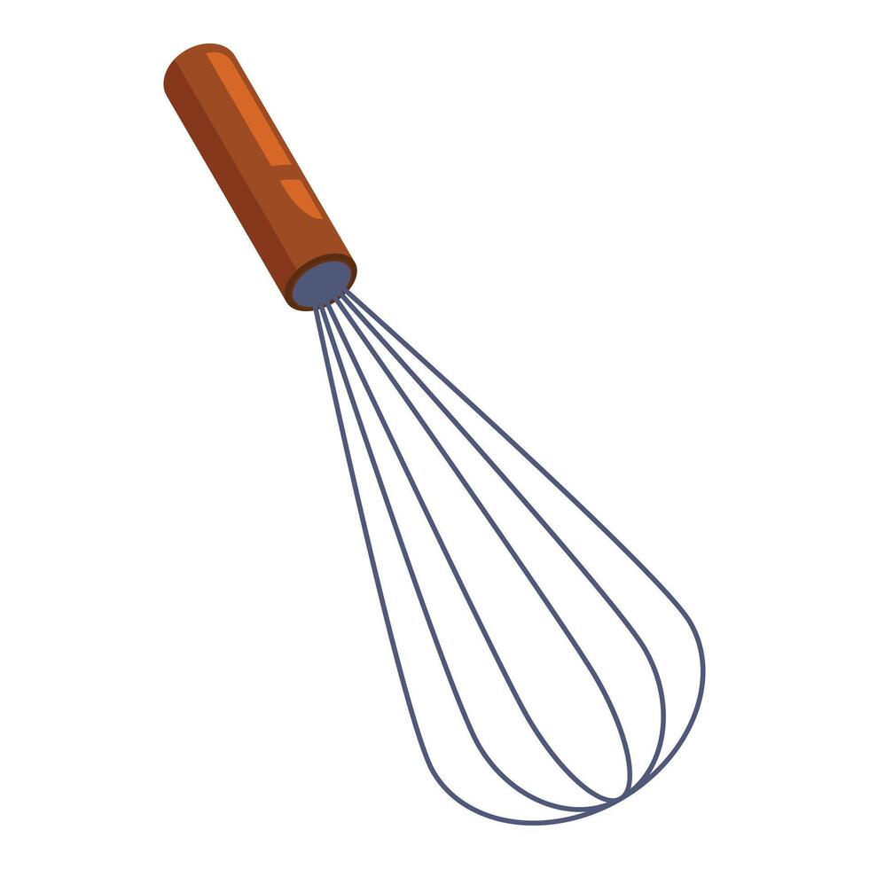 Metal whisk with wooden handle for whisking ingredients vector