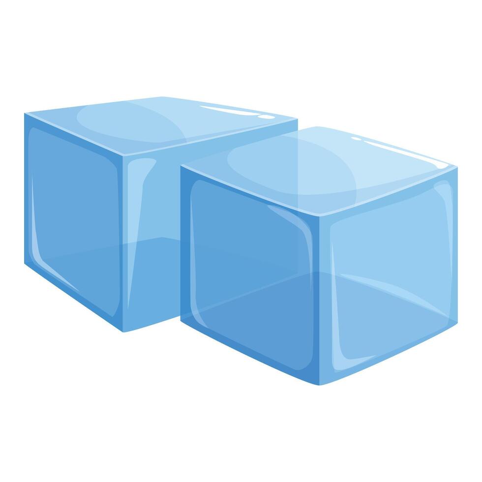 Two translucent ice cubes melting on white background vector