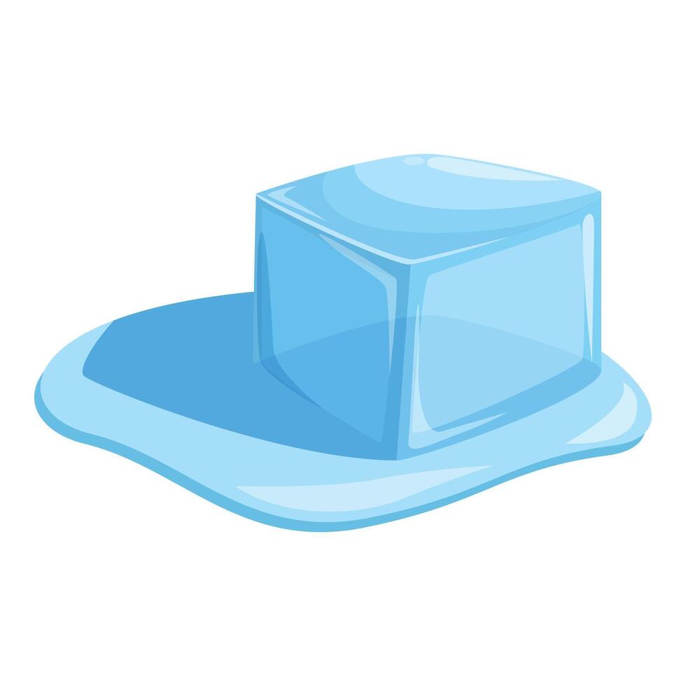 Melting ice cube creating a puddle of water vector