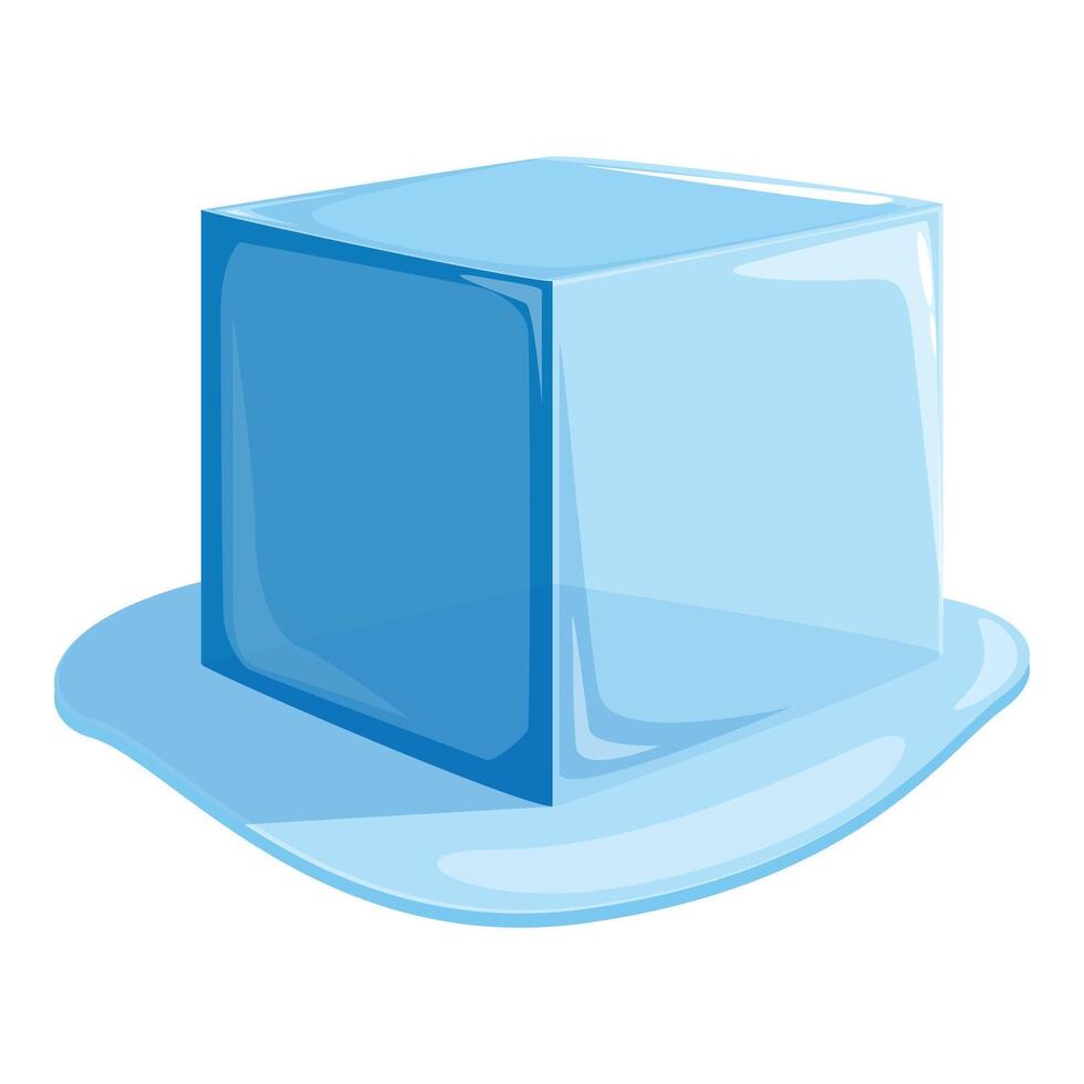 Blue ice cube melting on white background vector