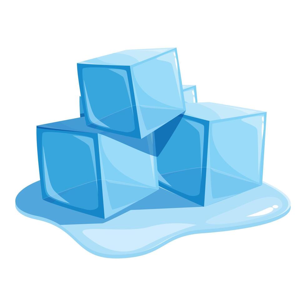 Melting ice cubes creating a puddle of water vector