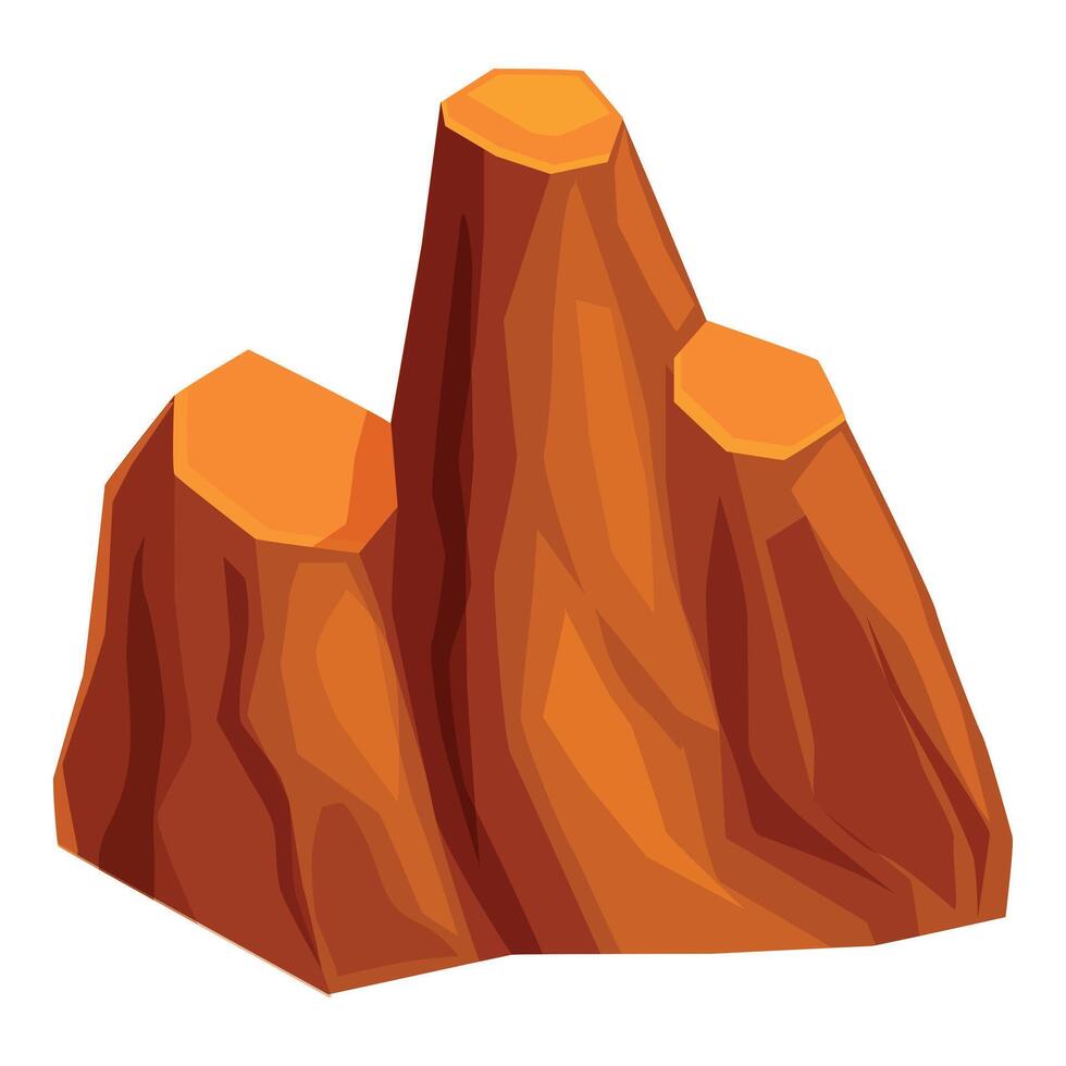 Three orange mountain peaks forming a mountain range vector