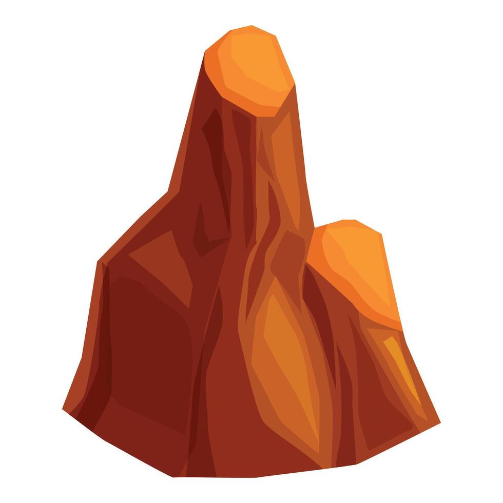 Big brown mountain peak reaching high above ground level vector