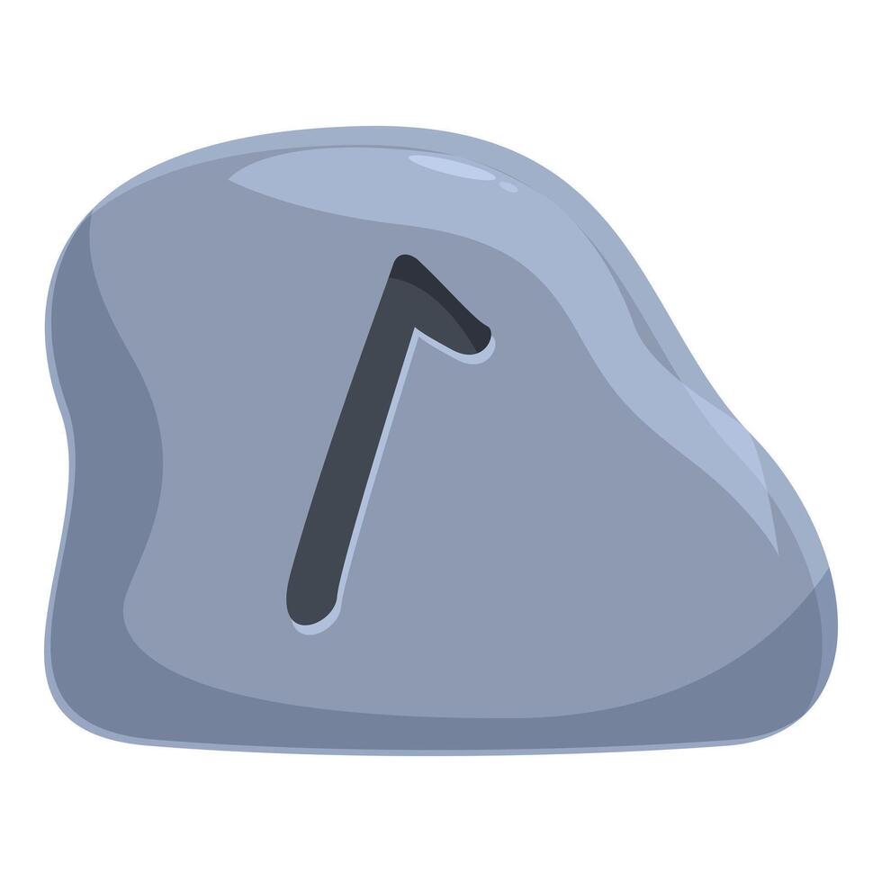 Gray rune stone with fehu symbol carved on it vector
