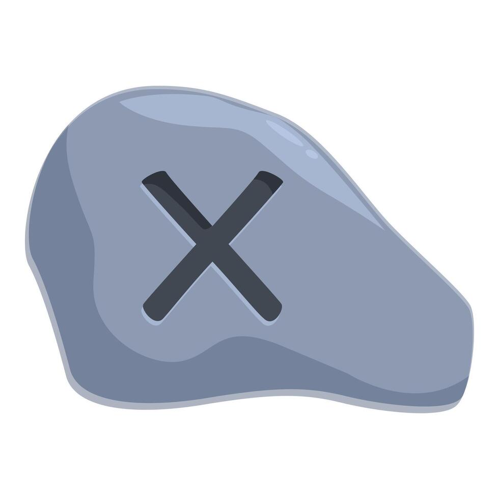Big grey stone with cross showing wrong way vector