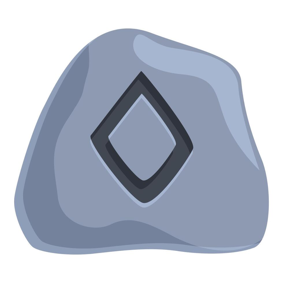 Rune stone with square symbol for game ui vector