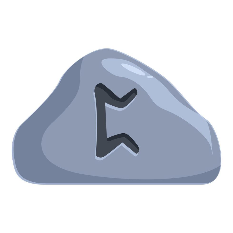 Grey stone with engraved rune algiz showing protection vector