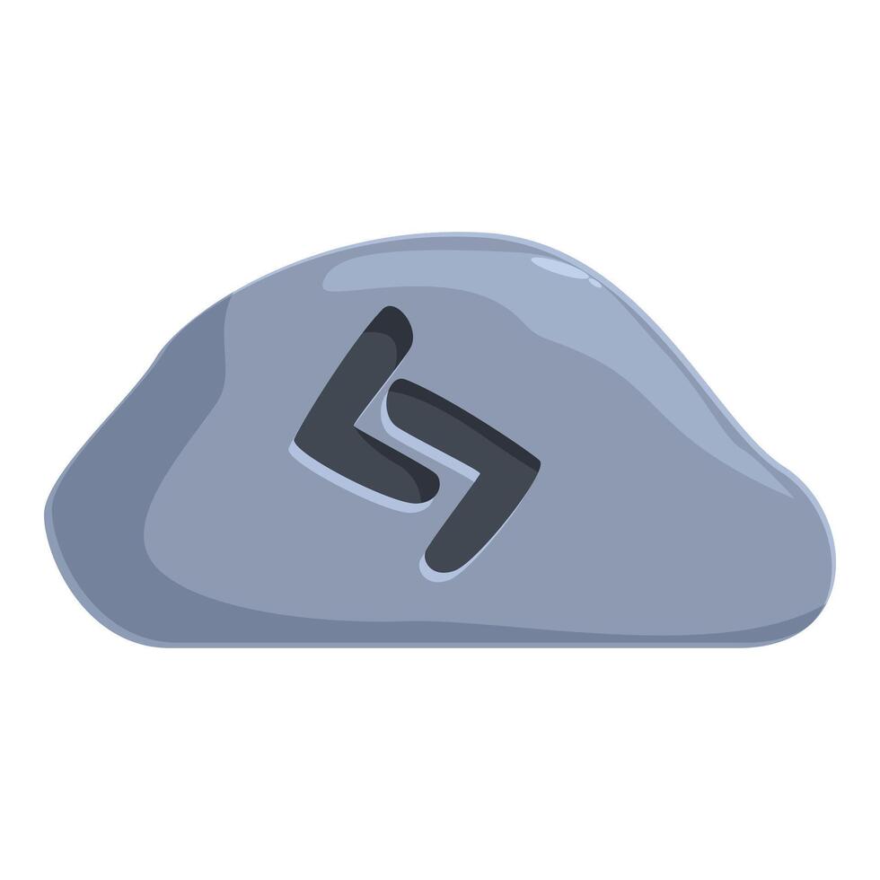 Rune stone with ancient viking sign is lying on the ground vector