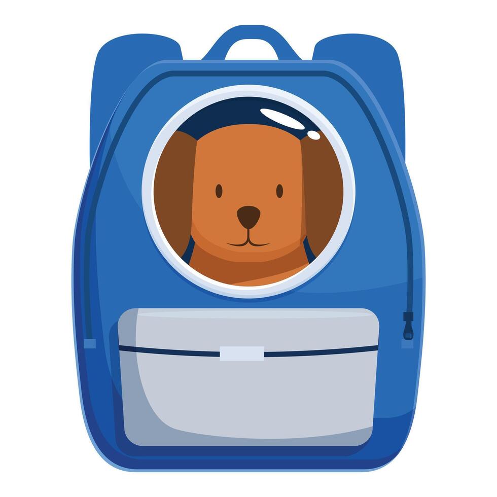 Dog astronaut looking out of spaceship window backpack vector