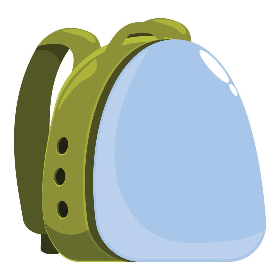 Green backpack with transparent shell for pet transportation vector