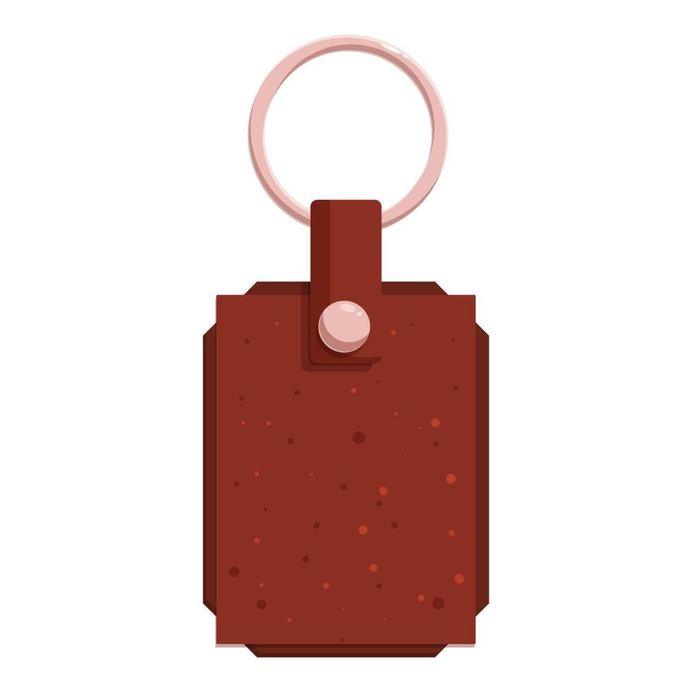Brown leather keychain with metal ring for key holding vector