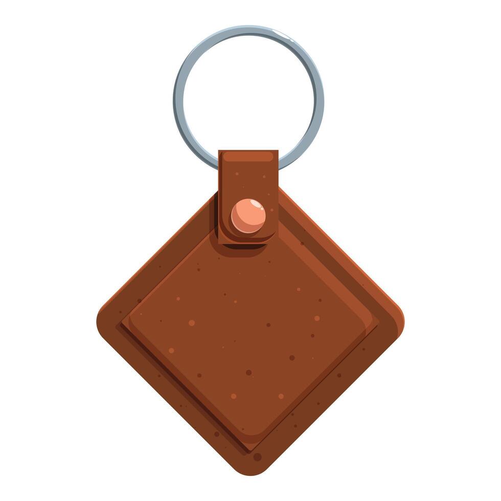 Brown leather keychain hanging on white background vector