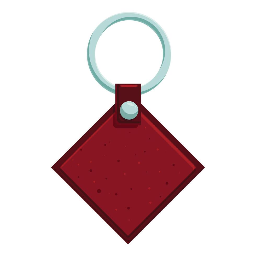 Red leather keychain with metallic ring is hanging vector
