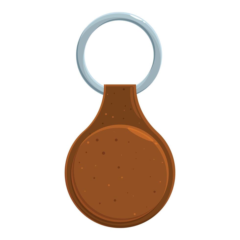 Round leather keychain hanging on white background vector