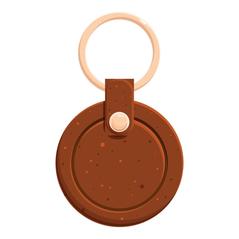 Round leather key chain with metal ring for key holding vector