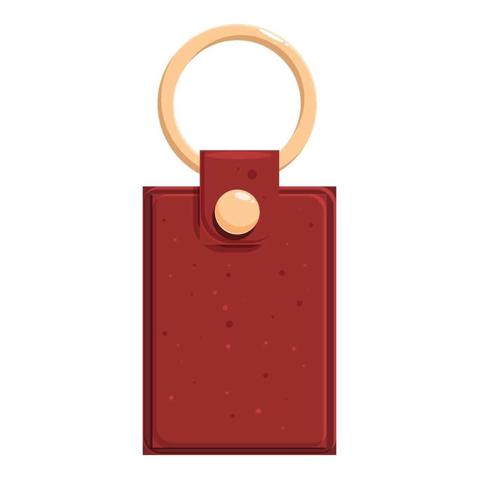 Red leather keychain hanging from metal ring vector