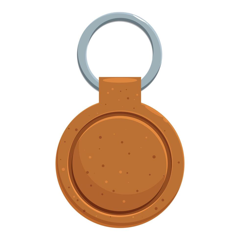 Round wooden keychain with metal ring for easy attachment vector