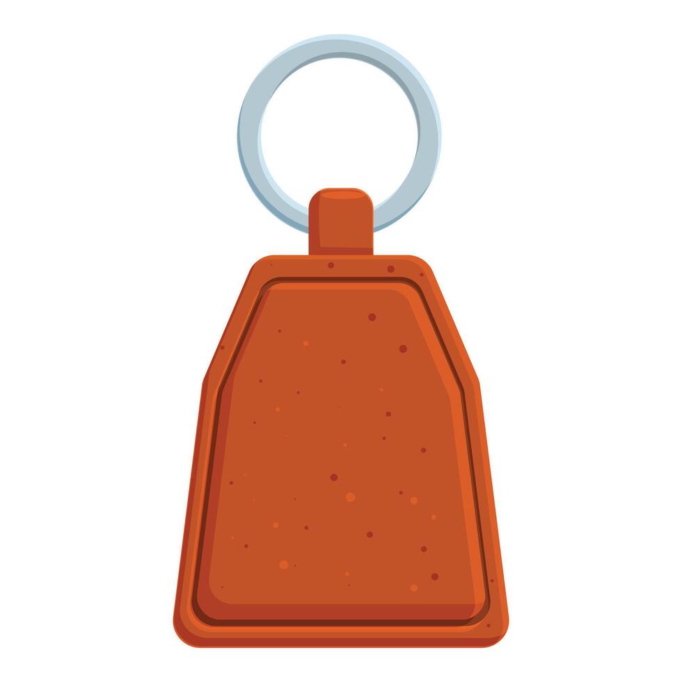 Brown leather keychain with metal ring hanging showing blank side vector