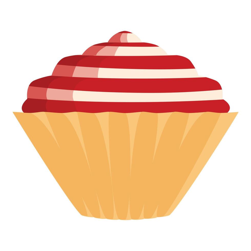 Delicious cupcake with red and white frosting on top vector