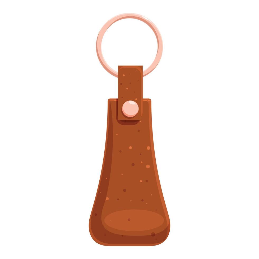 Brown leather keychain with metal ring for key holding vector