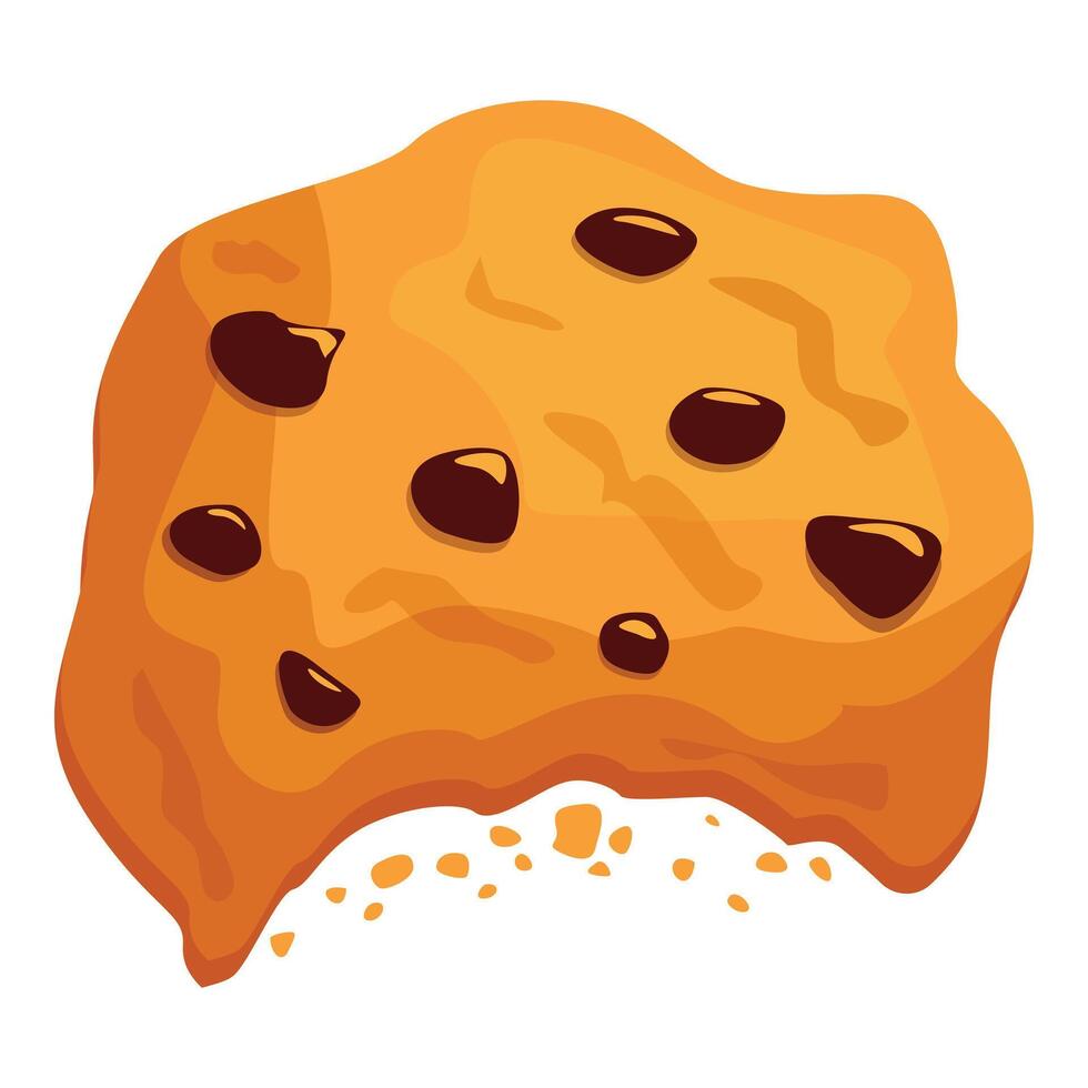 Delicious melted chocolate chip cookie leaving crumbs vector