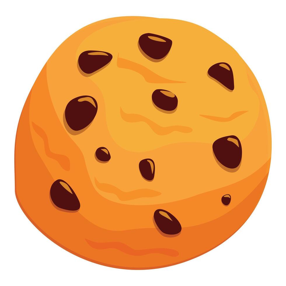 Round chocolate chip cookie baking on white background vector