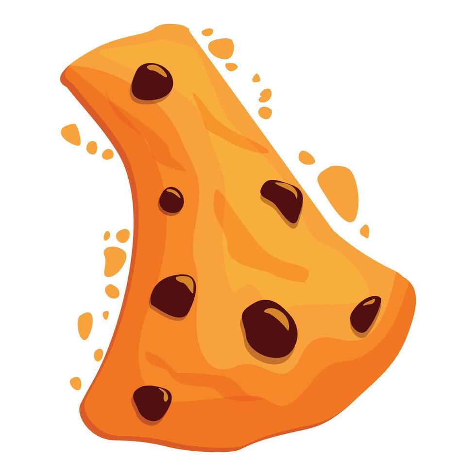 Tasty cookie chip falling with crumbs flying out vector