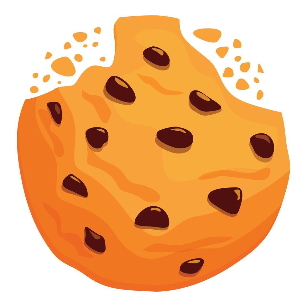 Delicious round cookie crumbling showing chocolate chips vector