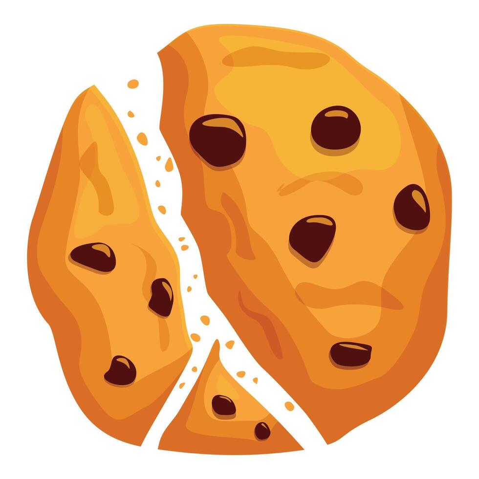 Chocolate chip cookie crumbling into pieces vector