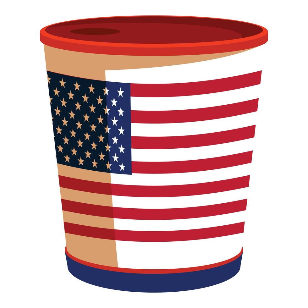 American flag printed on a paper cup celebrating usa vector