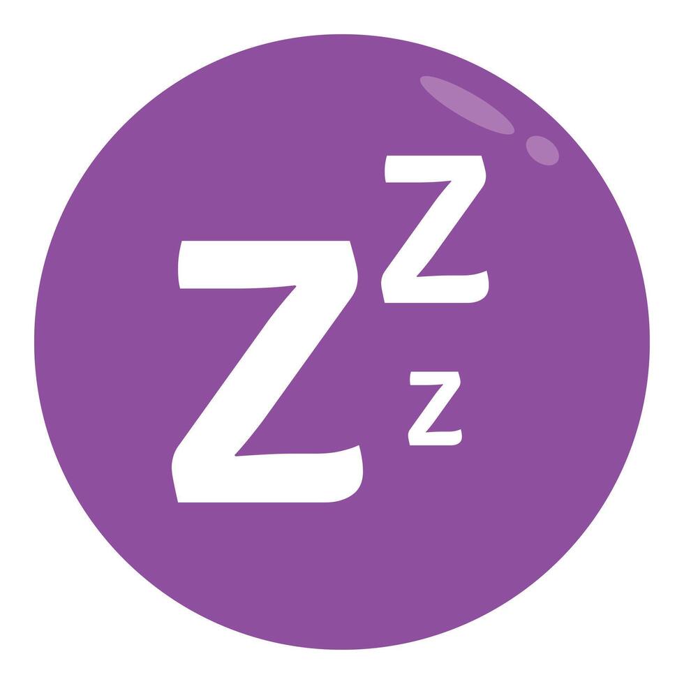 Purple sleep button showing sleep deprivation concept vector