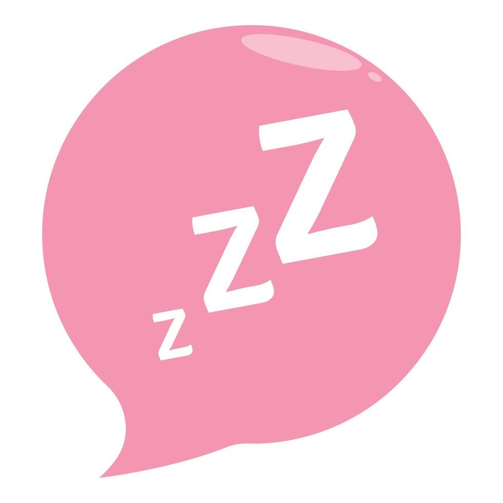 Pink speech bubble showing three z letters for sleeping vector
