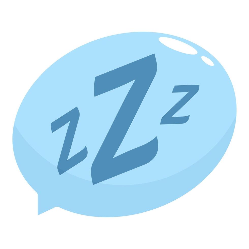 Blue speech bubble showing zzz symbol for sleep vector